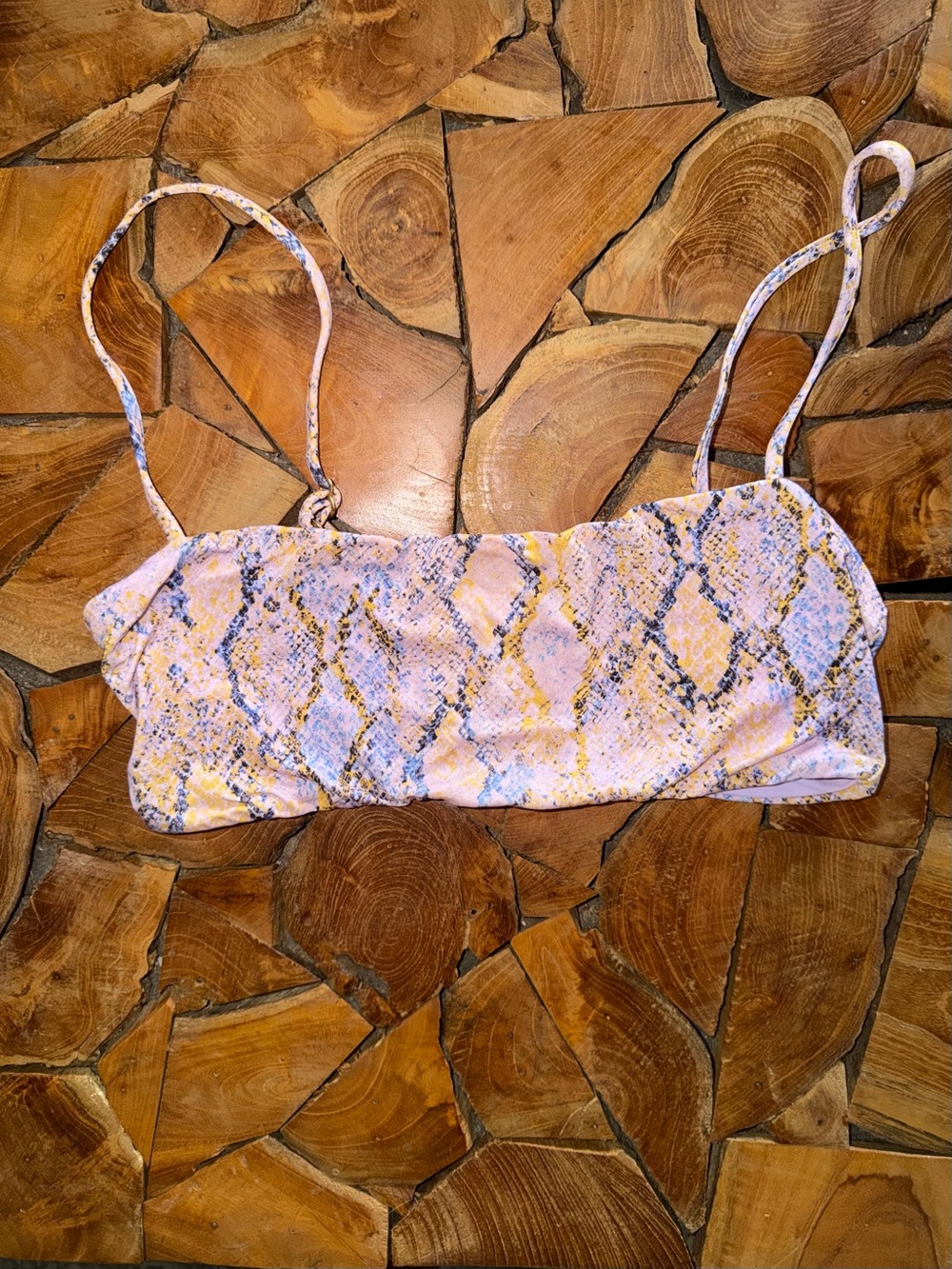 l*space Pastel Snake-Print Bandeau Top in Pink and Yellow
